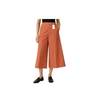 COS Wide-Leg Cropped Culottes Pants Cotton Terracotta Rust Orange, Size US 4
